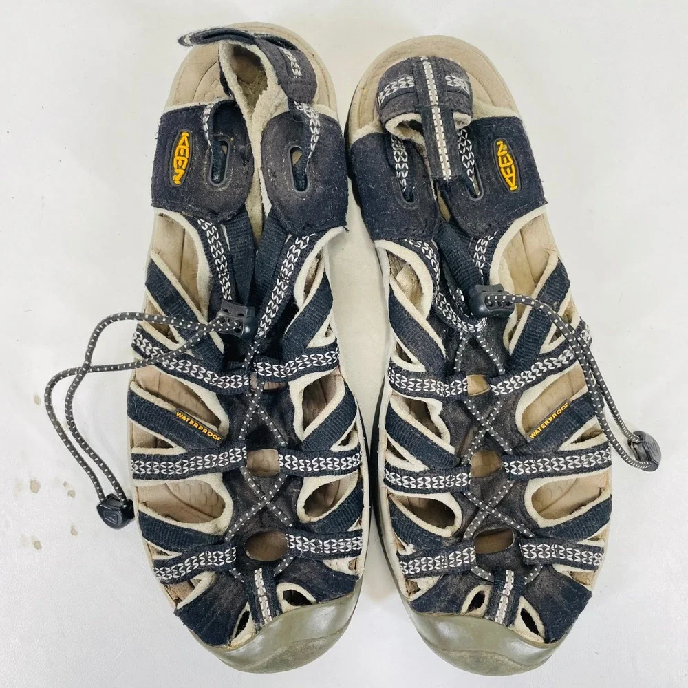 Keen Whisper Womens 10 Black Gray Waterproof Hiking Sport Sandals 1012229